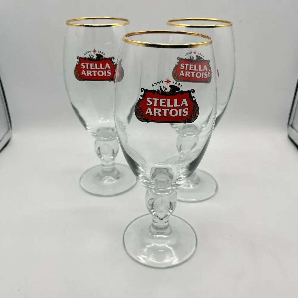 14 oz Stella Artois Belgium crystal mug beer glass 40 cl Lot of 3